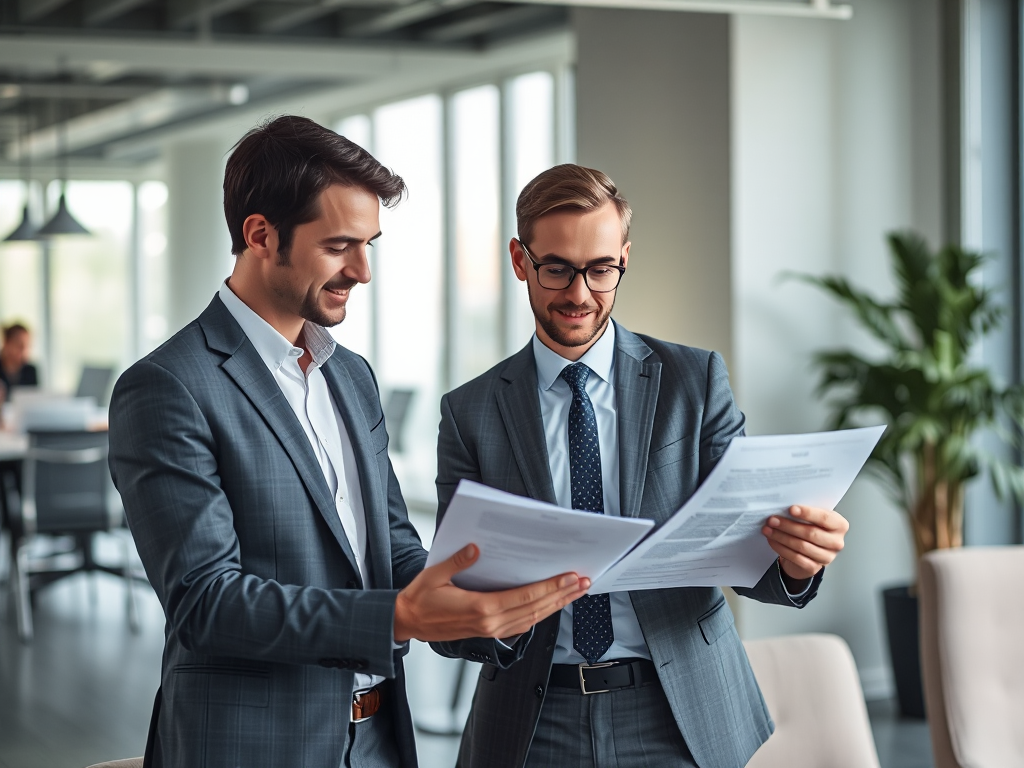 Nhóm chuyên gia tài chính xem xét tài liệu tài chính trong văn phòng hiện đại, ánh sáng tự nhiên dịu nhẹ, phong cách chụp ảnh doanh nghiệp